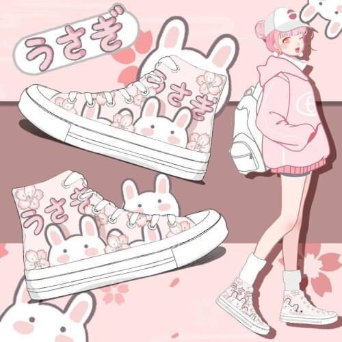 Cute Girls Students Canvas Shoes Ladies Anime Cartoon Sneakers Fashion Breathable Women High Tops Casual Shoes Female Flat Shoes