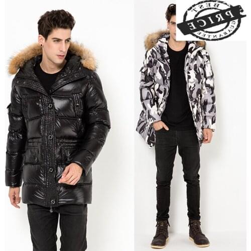 Winter Jacket Men Clothes 2021 Thick Warm 20% Duck Down Coat Raccoon Fur Hooded Casaco Streetwear Overcoat Hiver L012