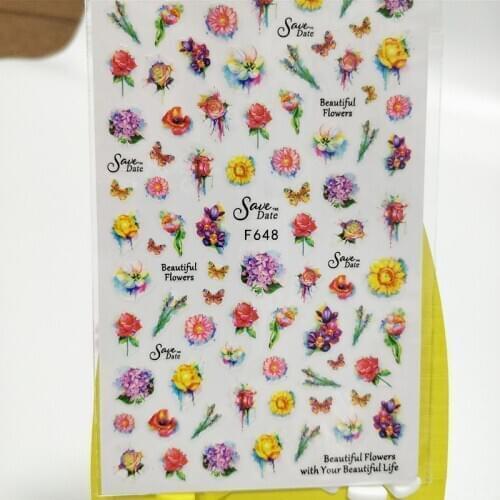 2pcs 3D Stickers for Nails Flower Rose Nail Sticker Foil Nail Art Decorations Manicure Accessories Tips Decoraciones