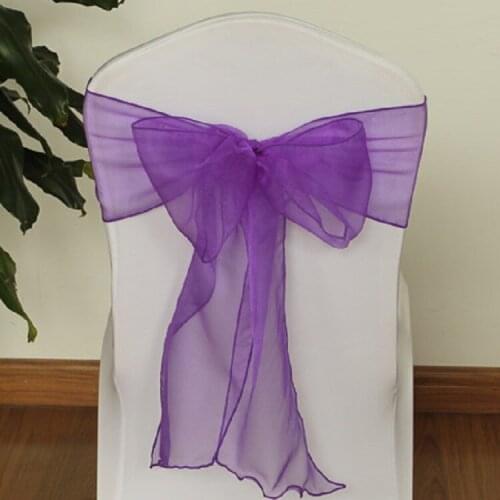 20Pcs/Lot Wedding Organza 18x275cm Organza Chair Cover Sashes Bow Sash Wedding Banquet Party Decoration