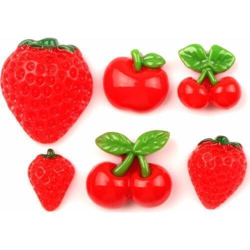 30Pcs Resin Fruit Decoration Crafts Cute Kawaii Beads Flatback Cabochon Embellishments For Scrapbooking DIY Accessories