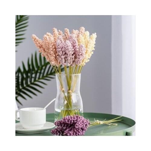 6pcs PE Lavender Artificial Flower Plant Wall Decoration Bouquet Material Manual Diy Vases for Home Decor