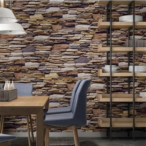 Beibehang New 3d stereo brick stone culture stone brick wallpaper restaurant bar cafe background wallpaper 3d papel de parede