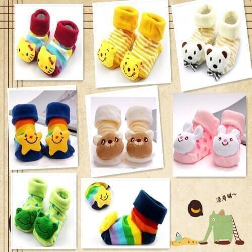 Free Shipping Baby Anti Slip Newborn 0-6 Month Cotton Lovely Cute Shoes Animal Cartoon Slippers Boots Boy Girl Unisex kid Socks