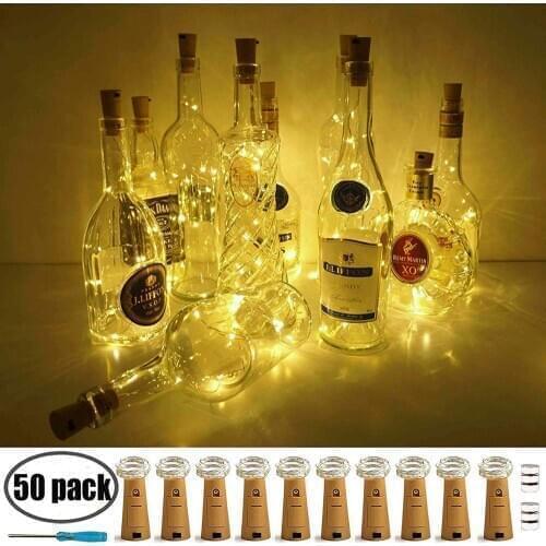 Battery Included Garland Wine Bottle Lights with Cork 1m/0.75m/2m Copper Wire Fairy Lights String for Party Wedding Decoration
