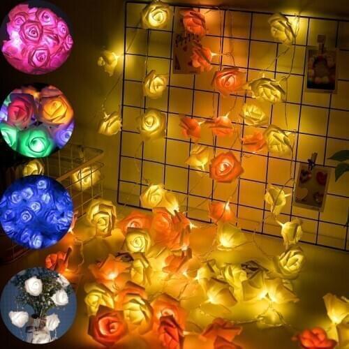 Flower Rose String Lights Decor Bright Warm Rose Flower Lamp Fairy Light Valentines Wedding Gardens Party Christmas Decoration