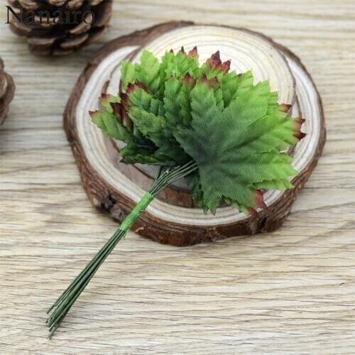 12pcs/lot Artificial Maple Leaves Simulation Nylon Eucalyptus Leaves Wedding Gift Flower Accessories For DIY Scrapbooking