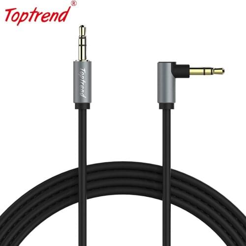 Toptrend AUX Cable Jack 3.5mm Audio Cable Male to Male 90 Degree Right Angle Stereo Cord for Car Audio Headphone Speaker