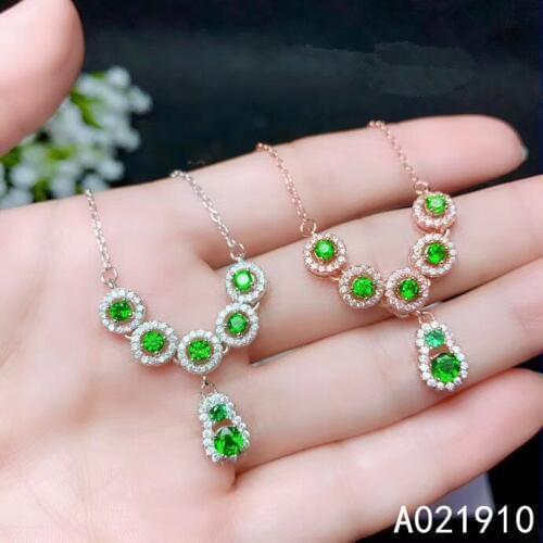 KJJEAXCMY boutique jewelry 925 sterling silver inlaid Natural Diopside pendant Female supports detection luxury