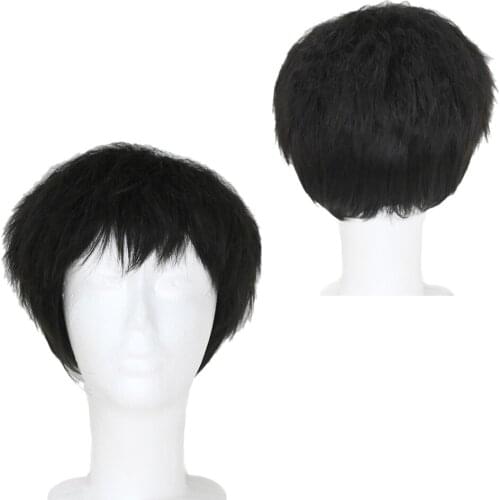 Yihan Short Straight Bob Hairstyle Synthetic Wigs Natural Black Ombre Bug Hair Free Part For Women Cosplay Heat Resistant Wigs