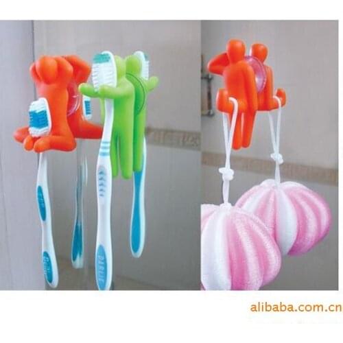 Creative Cartoon Human-shaped Three Poses Towel Hook With Strong Suction Cup Towel Hangers Free Shipping
