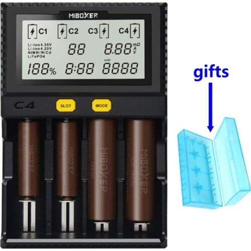 Miboxer C4 inteligente Universal LCD Li-Ion NiCd NiMh AA AAA 10440 14500 16340 17500 18350 21700 26650 18650 cargador de bateria