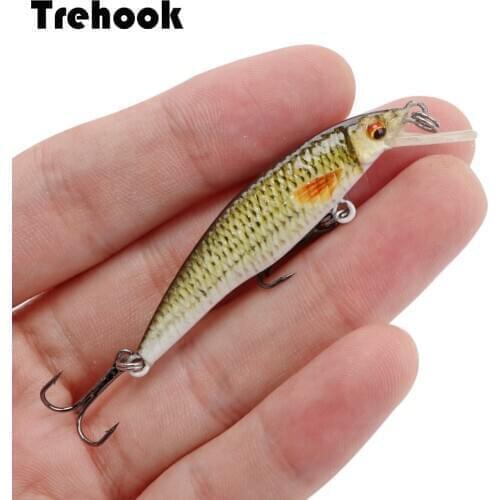 TREHOOK 5cm 2.6g Mini Crankbait Minnow Lures Floating Wobblers Fishing Lure Hard Lifelike Artificial Bait Pike Lure Black Minnow
