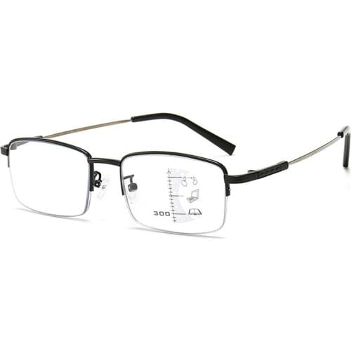 Anti-blue Light Color-changing Reading Glasses For Men Women Progressive Multi-focus Intelligent Zoom Titanium Memory Eyeglasses