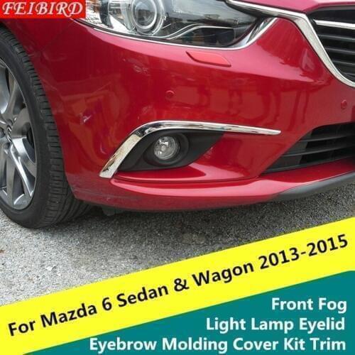 ABS Front Fog Light Foglight Lamp Eyelid Eyebrow Molding Cover Kit Trim Accessories For Mazda 6 Sedan & Wagon 2013 2014 2015