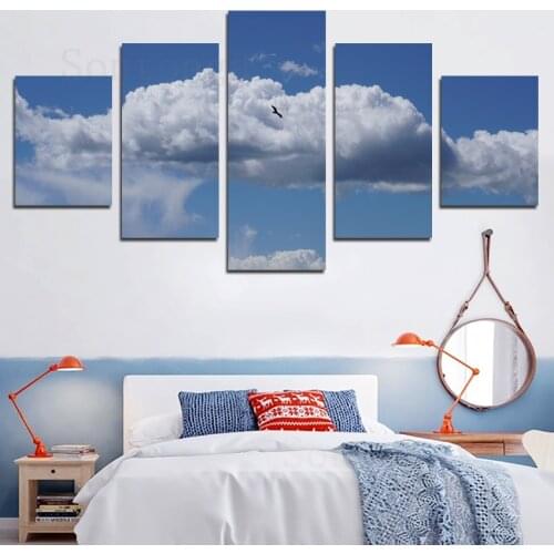 Landscape White Clouds Blue Sky Quiet High Luxury Canvas Painting Nordic Style Poster Home Decoration Living Room