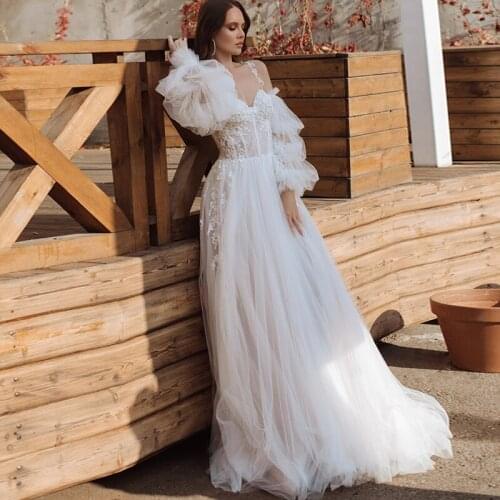 Eye Catching Spaghetti Straps Wedding Dress with Detachable Sleeves 2021 Beach A line Appliques Tulle Bridal Gown свадебное плат