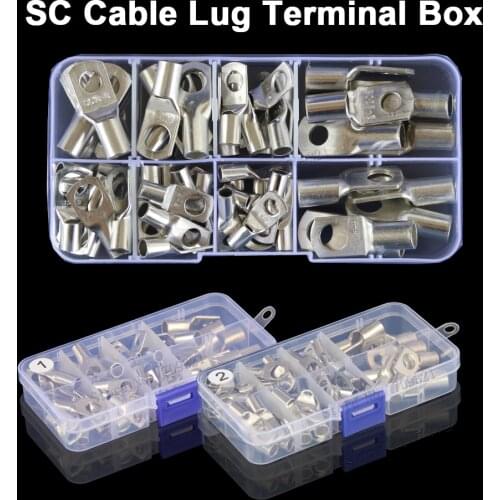 SC Series Bolt Hole Tinned Cats eye Copper Cable lugs Battery Wire Terminal Connector Kits Assortment Set SC6-8 SC10-8 SC25-8
