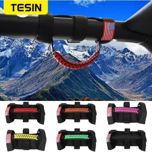 TESIN Car Universal Armrest for Jeep Wrangler Car Roll Bar Mount Side Grab Handles Kit for Jeep Wrangler CJ TJ JT JL Accessories