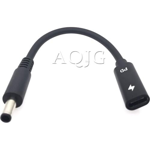 USB 3.1 Type C PD Power Adapter Converter DC Plug 4.5*3.0 7.4*5.0mm Male Jack Connector for Dell HP Laptops Charging Cable 15cm