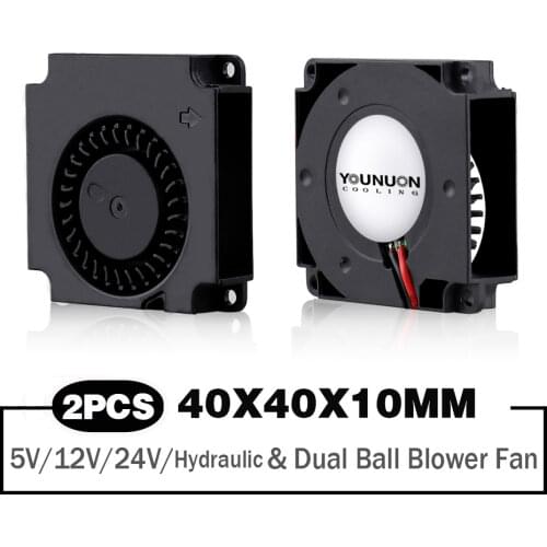 2 Pieces Dual Ball Bearing 40x40x10mm 40mm 4cm Blower Cooling Fan DC 5V/12V/24V Cooling Cooler Fan 3D Printer Heatsink Fan