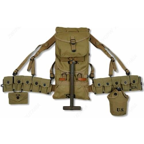 WWII US ARMY SOLDIER EQUIPMENT M1928 1942 FIELD HAVERSACK MILITARY GEAR FULL SET armyshop2008