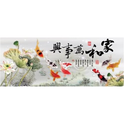 Printed Cross Stitch Needlework,DIY Living Room,Sets For Embroidery Kit Full Cross-Stitching Silk Thread Home Sweet Nine Fishes