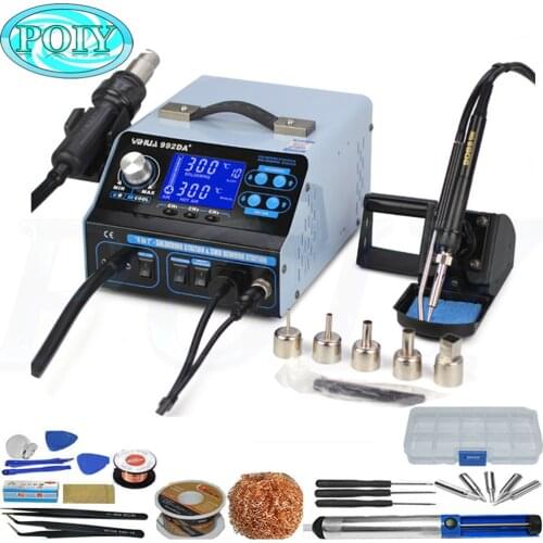YIHUA 992DA+ 4 In 1 LCD Digital Hot Air Gun Soldering Station + Vacuum Pen + Smoking Electric Soldering Iron BGA Rework Station