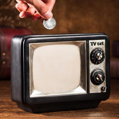 Fun retro TV resin piggy bank Classic nostalgic TV model decorative ornaments