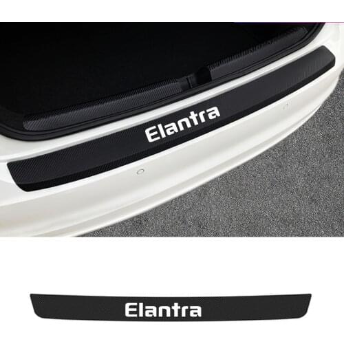 Carbon Fiber Protector Auto Trunk Guard Plate Sticker For Hyundai Elantra Car Rear Bumper Scuff Sill Pedal Cover Car Accessories