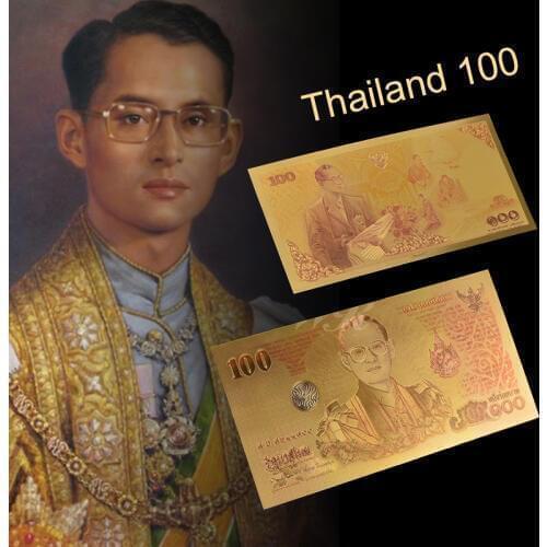 2011 Year Bhumibol Adulyadej Gold Banknote 100 Baht Gold Plated Banknote King Bhumibols 84th Birthday for Collection