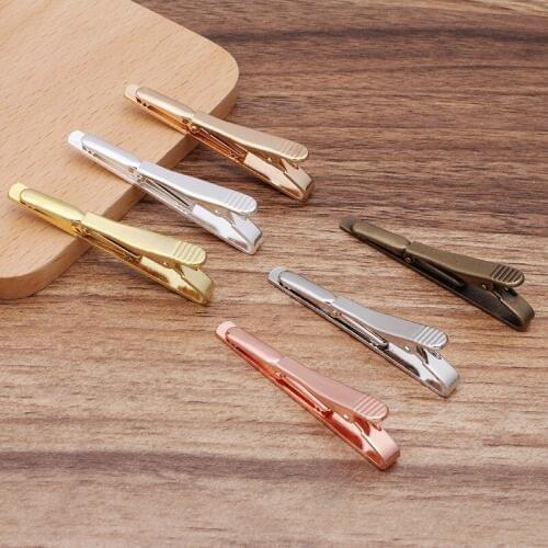 10pcs Brass Metal Tie Clip Bar Blank Cameo Cabochon Bases Settings Mens Tie Clip Clasps DIY Findings 55mm in Length