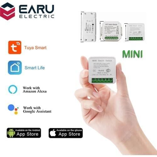 16A Mini 2 Way Control DIY WiFi Smart LED Light Switch Relay Breaker Module by Smart Life Tuya Remote Control Alexa Google Home