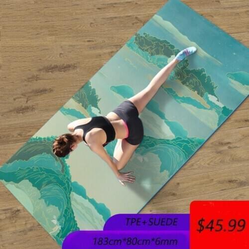 183*68cm TPE Suded Yoga Mat 6mm Gym Sports Fitness Exercise Pads Body Aligning Yoga Mat With Position Line Non-slip Pilates Mat