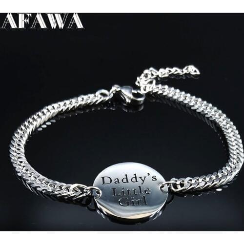 2021 Daddys Little Girl Stainless Steel Chain Bracelet Men Silver Color Bracelets Bangles Jewelry pulseras mujer moda B18439