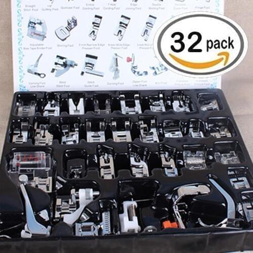 32pcs Domestic Sewing Machine Accessories Presser Foot Stitch Toolds Set Hem Foot Spare Parts With Box costura naaien accesoires