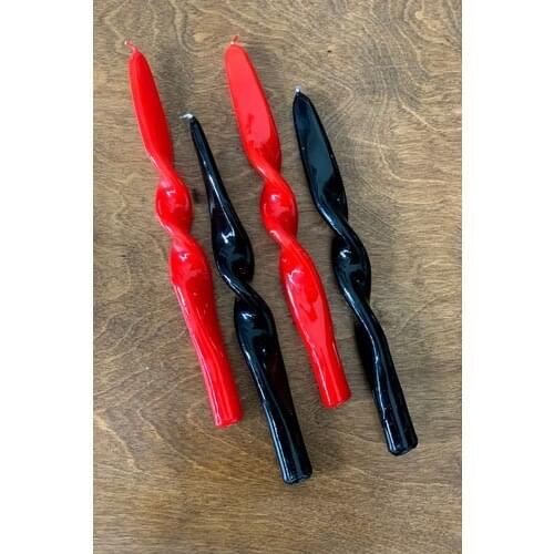 Mysterious Home 4 Pcs Set Black-Red Twisted Candlestick Candle