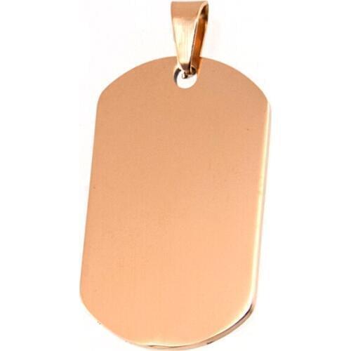 Simsimi Women small Rose Gold color charm tags Stainless steel 15x26mm Blank mirror polished pendant for necklace jewelry 5pcs