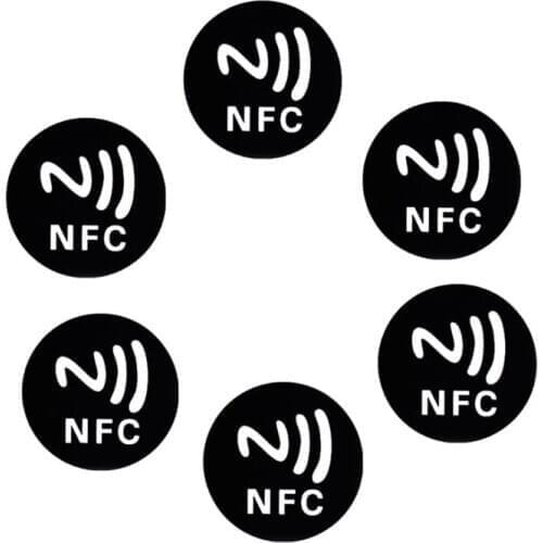 6PCS Black Anti Metal Sticker NFC Ntag213 Tags NTAG 213 Metallic Label Badges Dropship