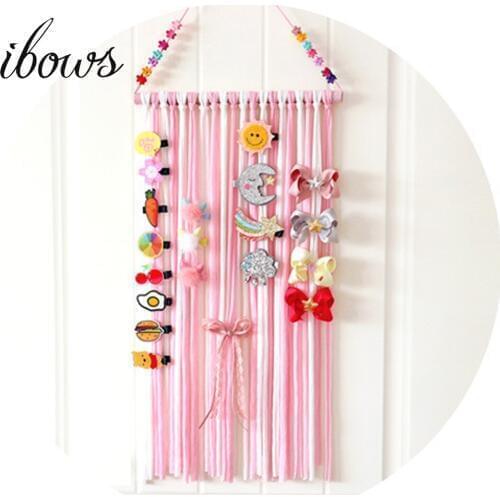 Girls' Hair Bows Storage Belt Barrette Hairband Organizer Kids Rainbow Color Hair Clips Hair Holder DIY Hair Accessories