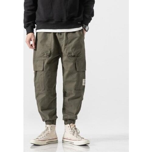 American Retro Multi-pocket Cargo Pants Mens Spring and Autumn Ins Tide Brand Wild Trousers Trend Closing Feet Pants Men