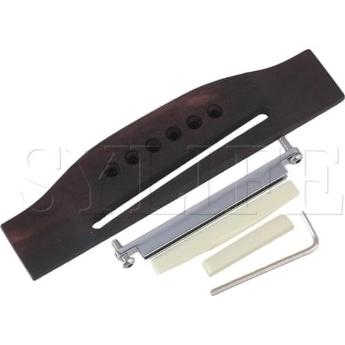 Wood Guitar Bridge Saddle Nut& Adjustable Shaft for 6 String Folk Guitar