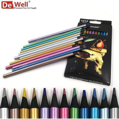 Artist 12/set Colored Pencils Set Lapis De Cor Professionals Painting Oily Metallic Color Pencil For Drawing Sketch art Supplies