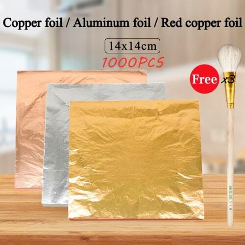 Imitation Gold Leaf Paper Copper Aluminum Leaf Gold Foil Sheets Gilding for Arts Crafts Gilded Home Decoration 1000pcs 14x14cm