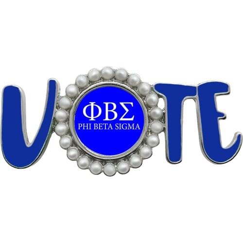 Exquisite blue enamel metal VOTE letter brooch PHI BETA SIGMA sorority society label jewelry pin