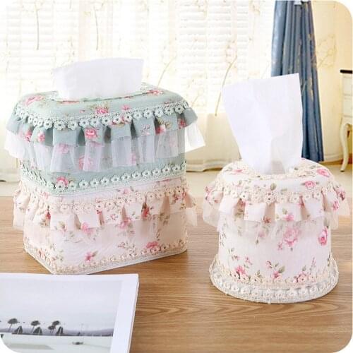Lace Tissue Box Durable Roll Paper Home Paper Napkin Holder Car Storage Hanging Box Tissue Boxes Plush Tissue Box Tissue Holder
