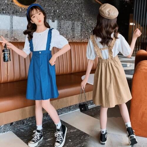 Summer Girls Clothing Sets Children Clothes Suit 2021 Big Childrens Mesh Skirt+Short-Sleeved T-shirt 2PCS Kids Clothing Suit