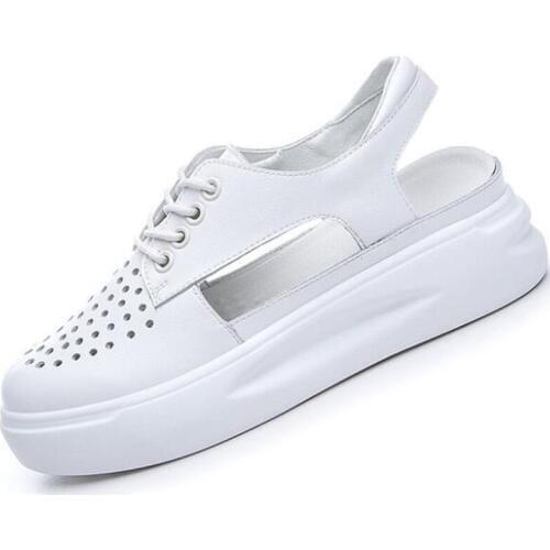 Hot 2020 New Summer Hollow Genuine Leather Sandals Casual Wedge Sandals Comfort Platform Sandals Fashion Popular Women Sandals