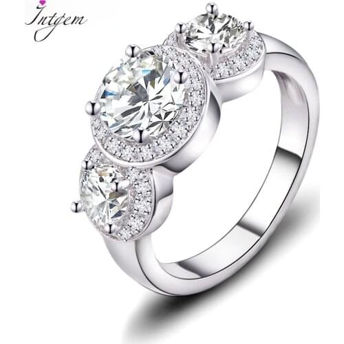 Fashion Silver Color Wedding Rings With Cubic Zircon Crystal Ring New Brand Bijoux For Women Fashion Engagement Jewelry Gifts