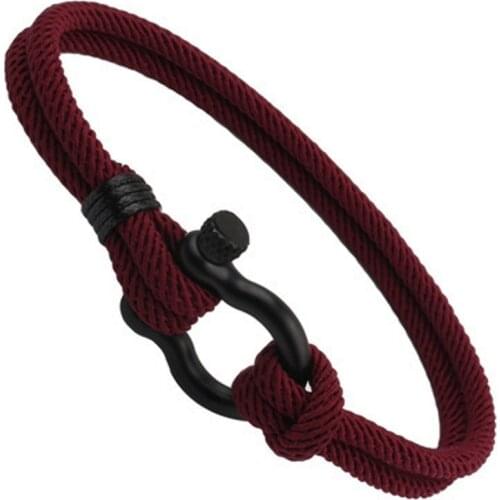 Men U Shape Survival Bracelet Outdoor Camping Rescue Emergency Rope Bracelet for Women Black Stainless Steel Sport Buckle